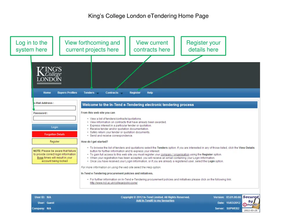 king s college london etendering home page