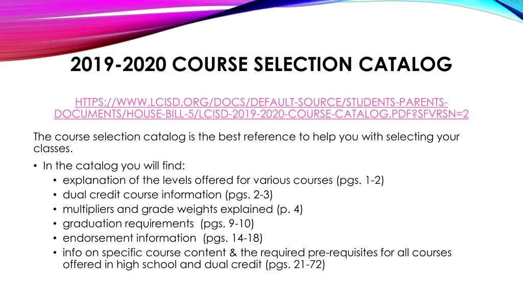 2019 2020 course selection catalog