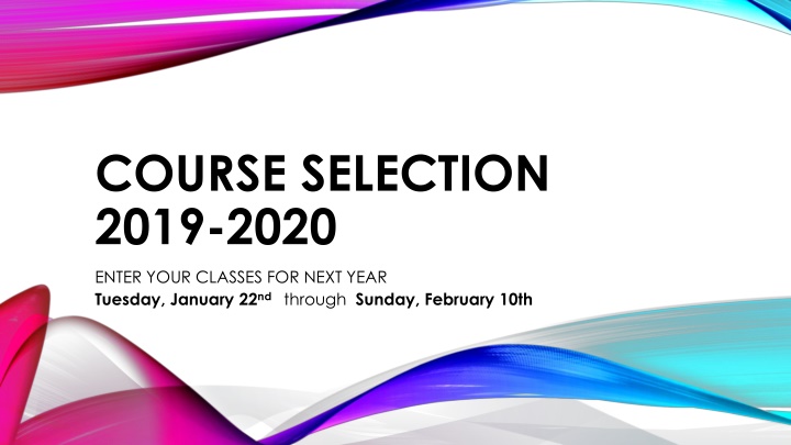 course selection 2019 2020