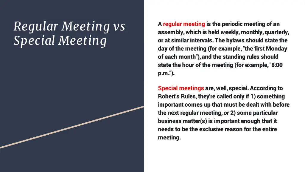 regular meeting vs special meeting