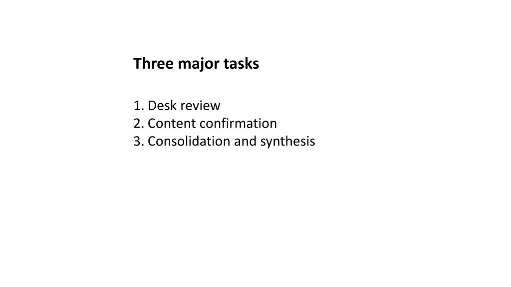 three major tasks