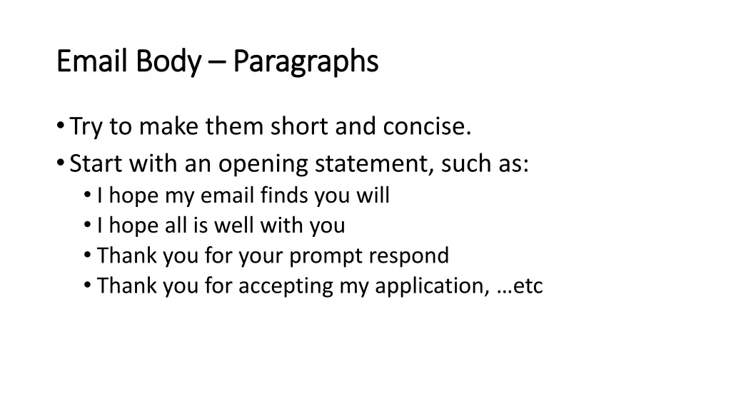 email body email body paragraphs