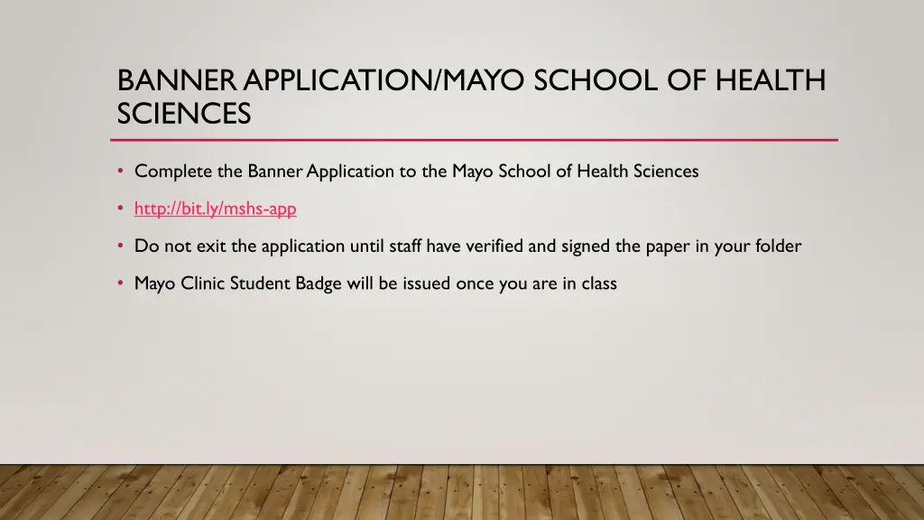 banner application mayo school of health sciences