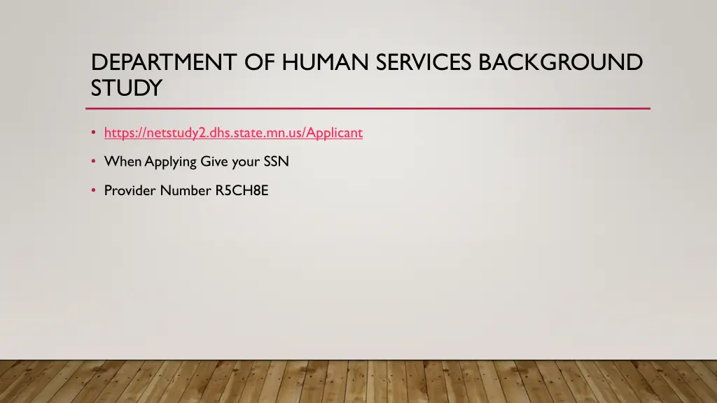 department of human services background study