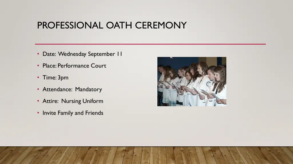 professional oath ceremony