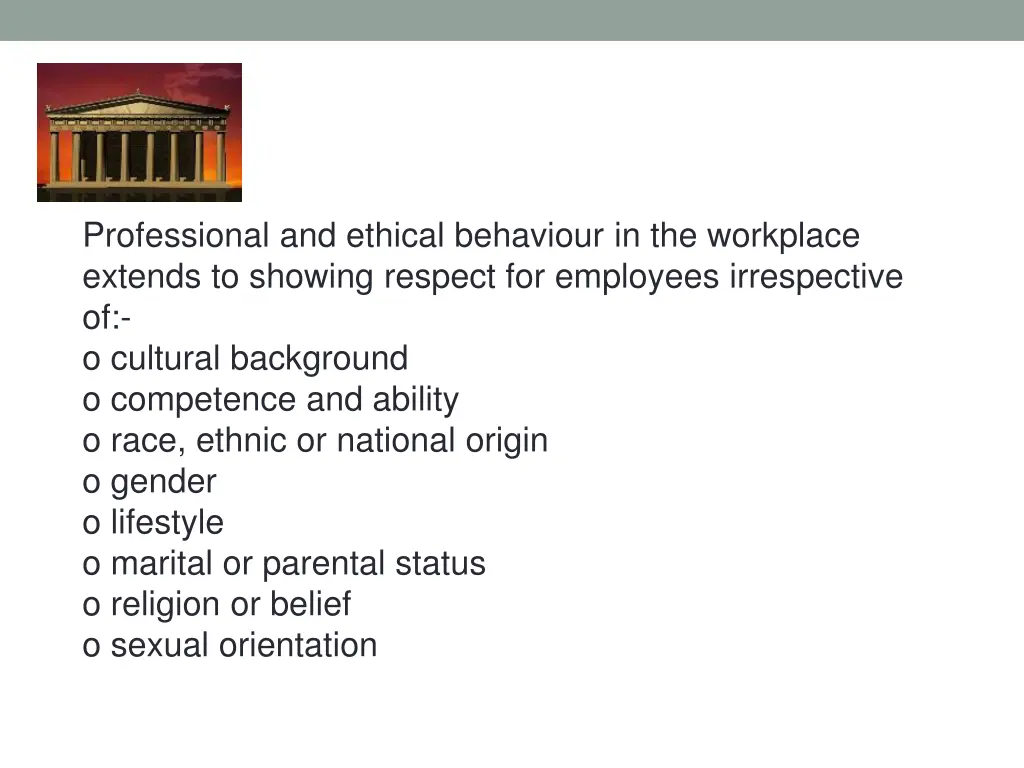 professional and ethical behaviour