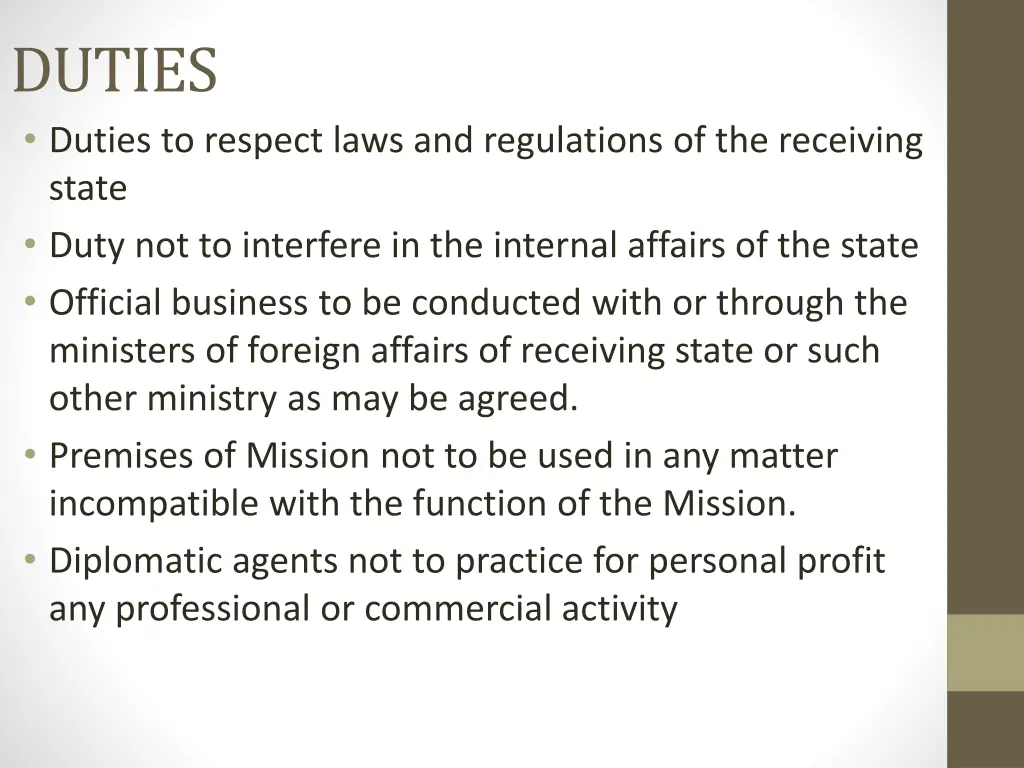 duties duties to respect laws and regulations