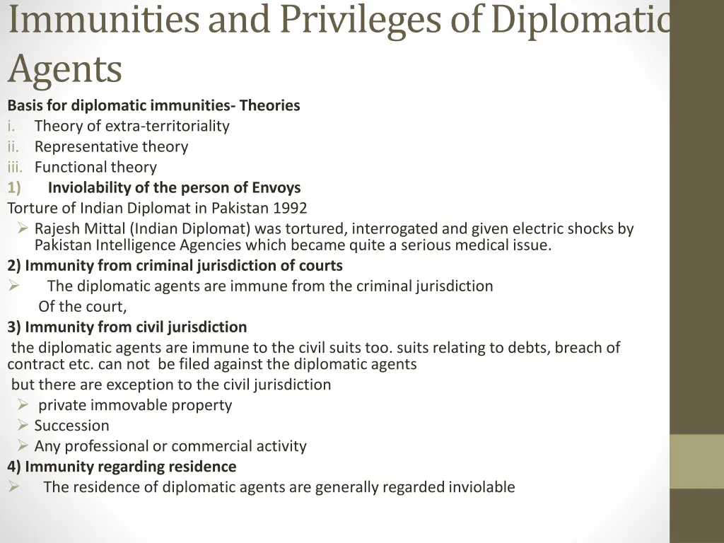 immunities and privileges of diplomatic agents