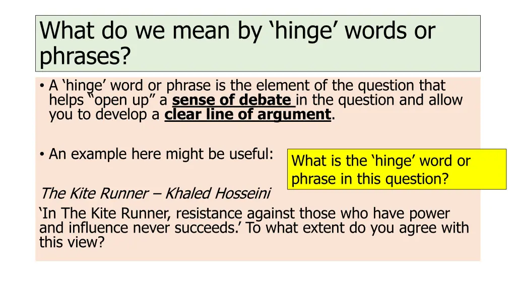 what do we mean by hinge words or phrases a hinge