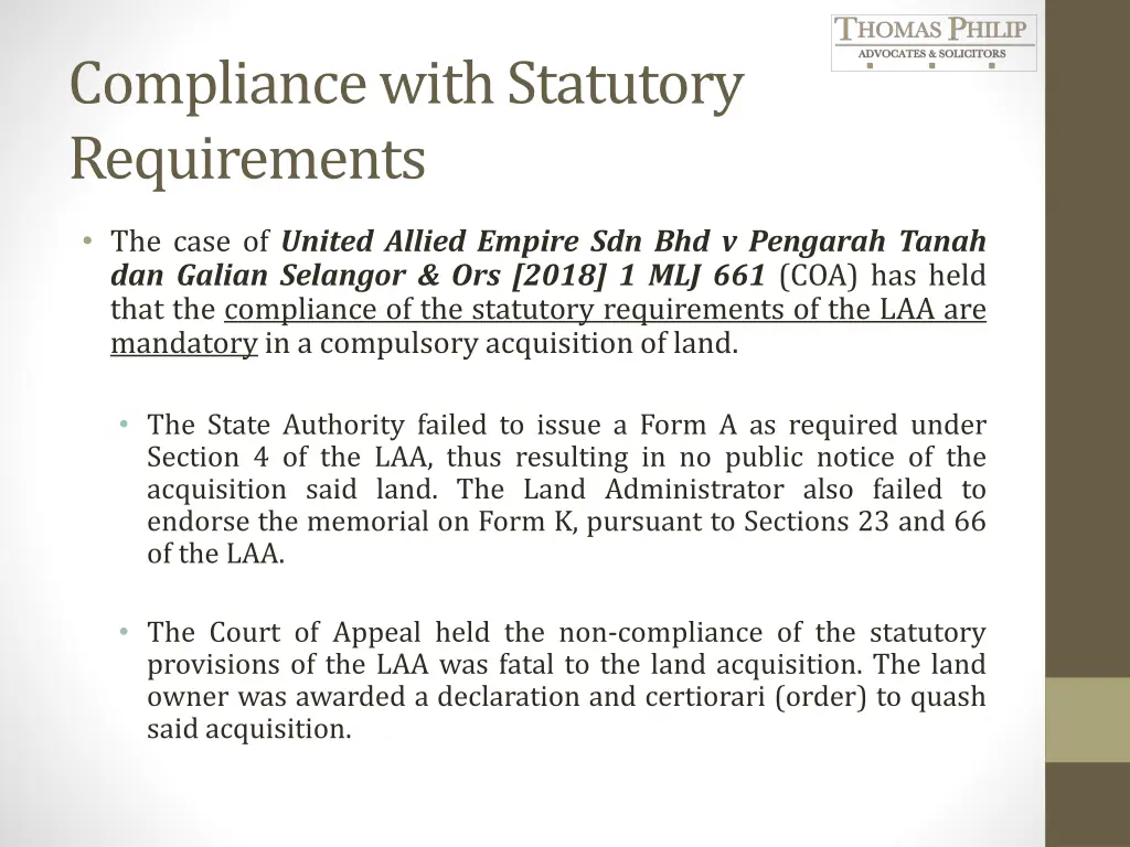 compliance with statutory requirements