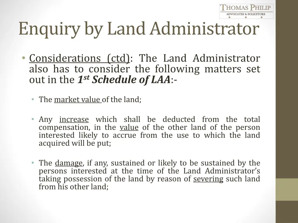 enquiry by land administrator 6