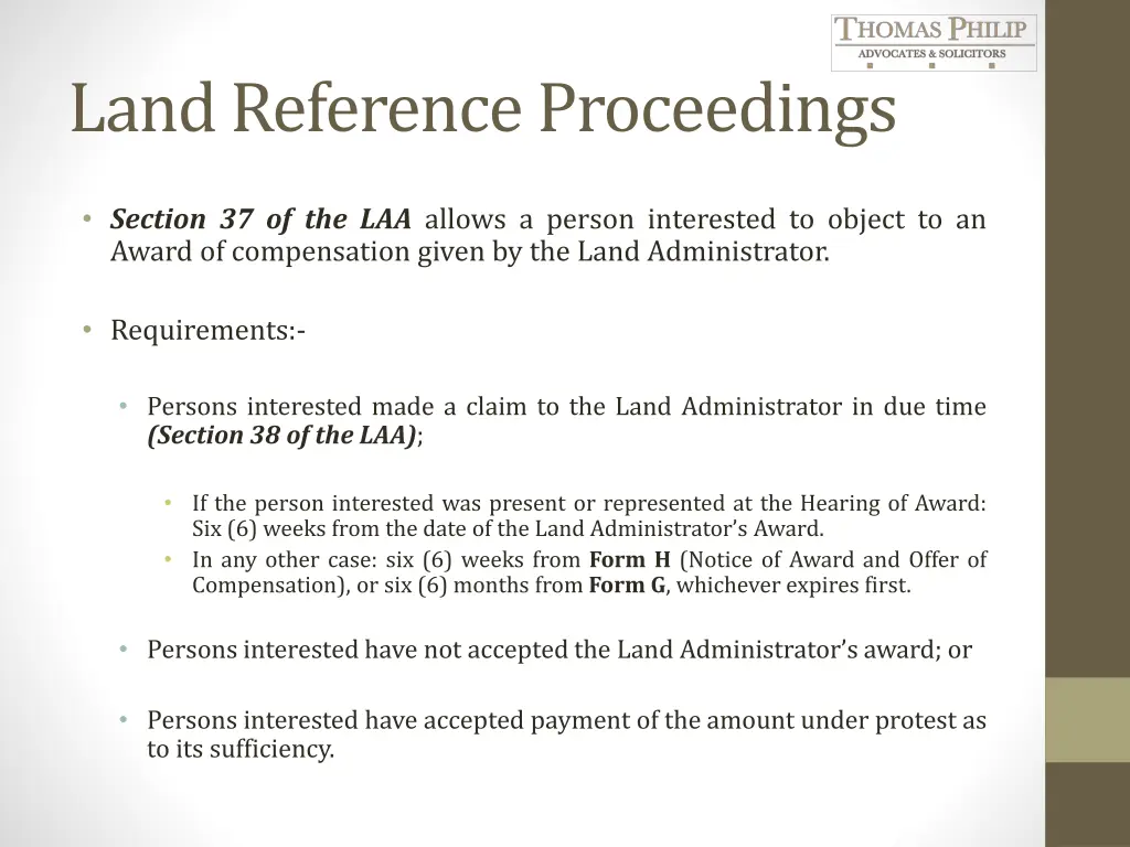 land reference proceedings