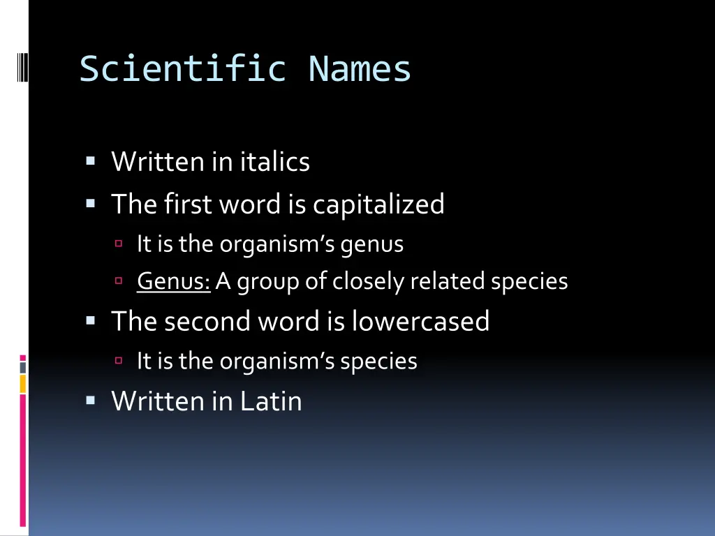 scientific names