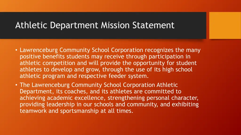 athletic department mission statement