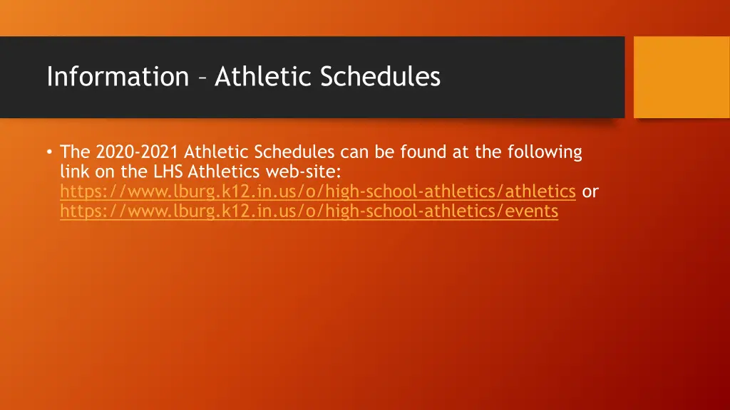 information athletic schedules