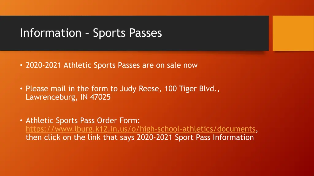 information sports passes