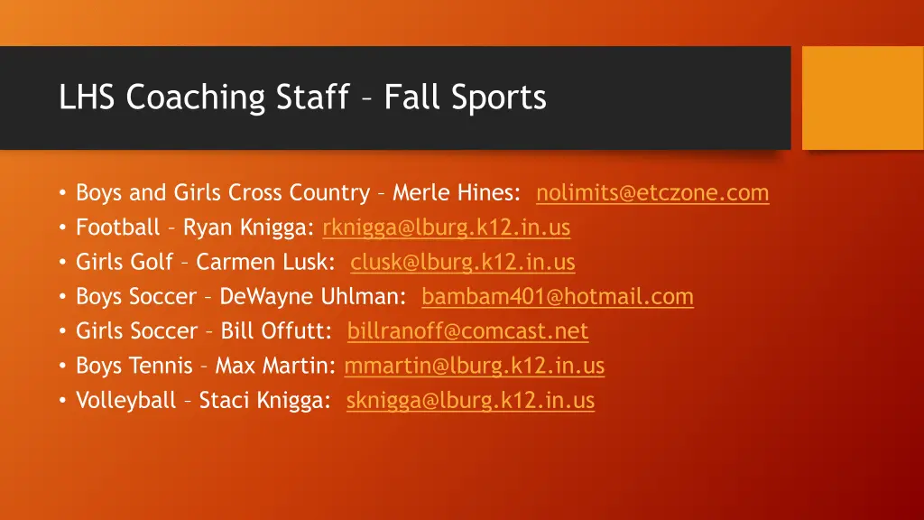 lhs coaching staff fall sports