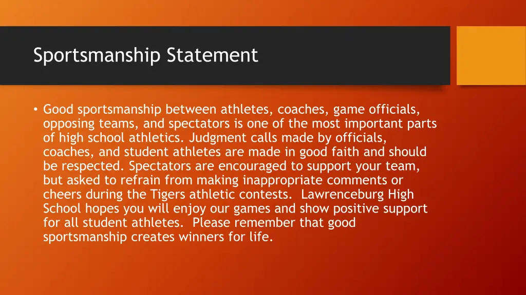 sportsmanship statement