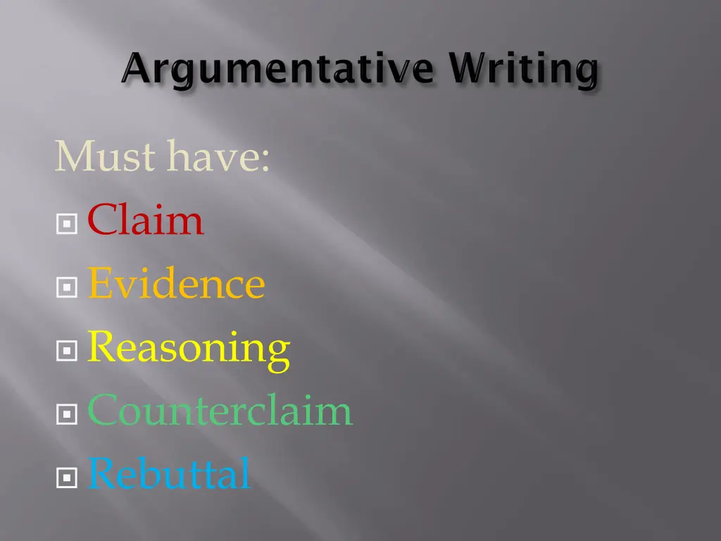 must have claim evidence reasoning counterclaim