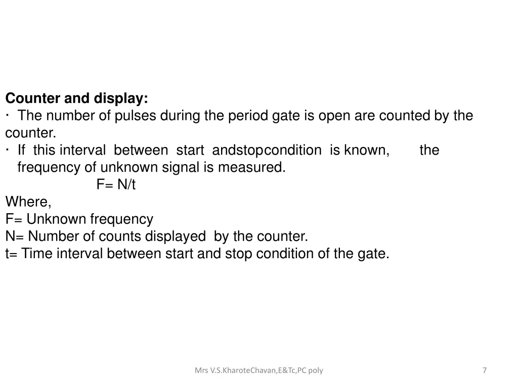 counter and display the number of pulses during