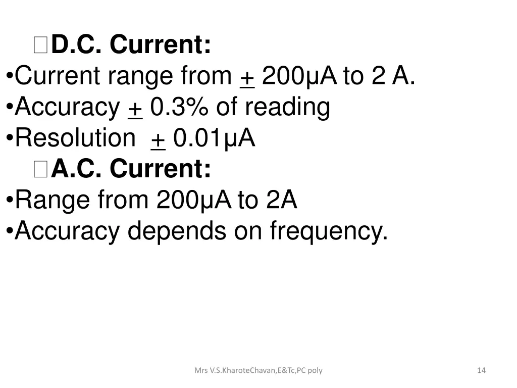 d c current current range from