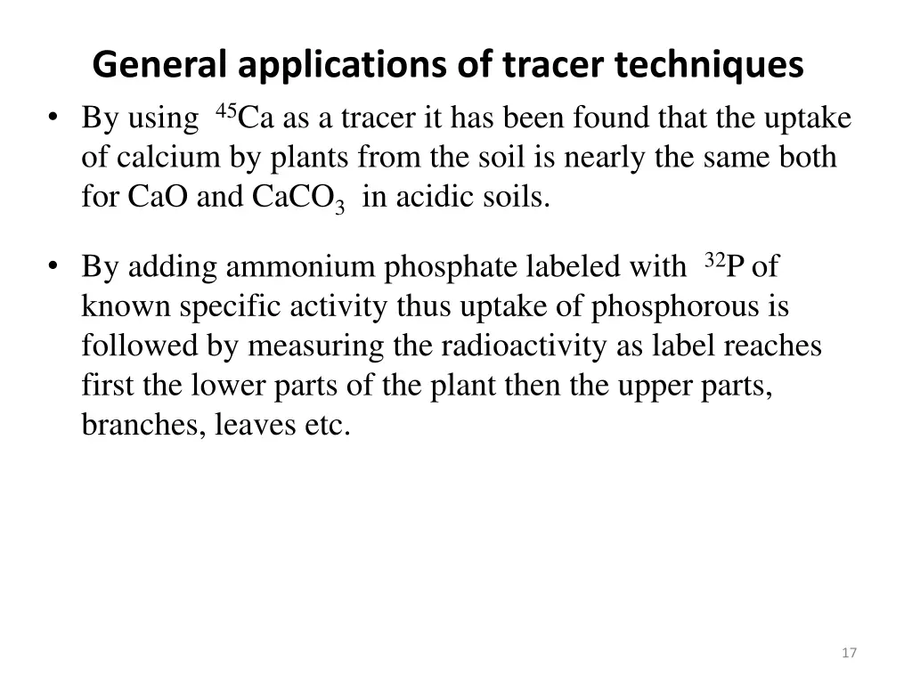 general applications of tracer techniques