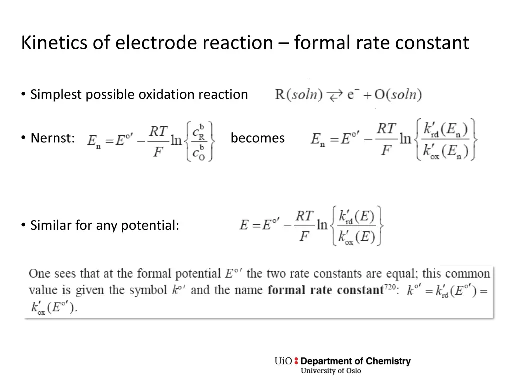 kinetics of electrode reaction formal rate