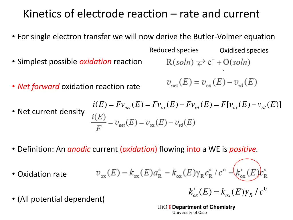 kinetics of electrode reaction rate and current