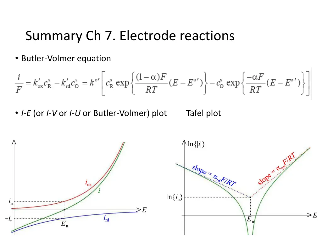 summary ch 7 electrode reactions