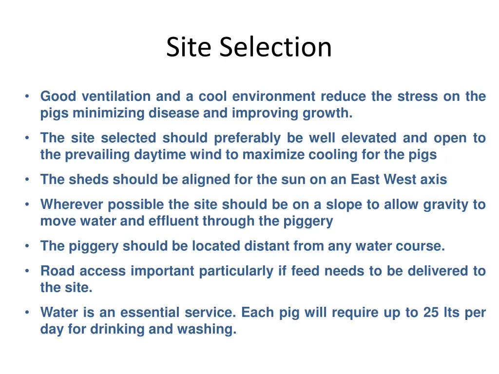 site selection