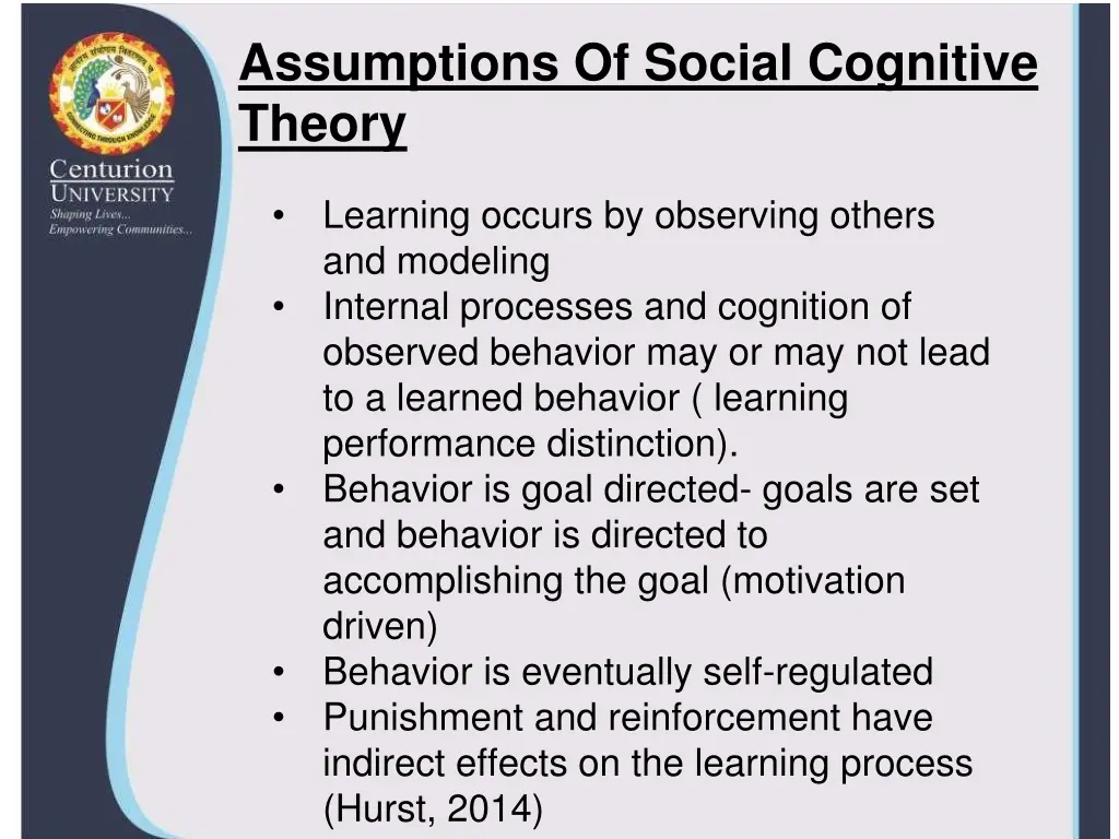 assumptions of social cognitive theory