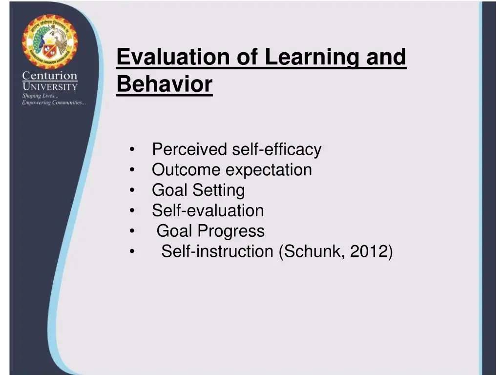 evaluation of learning and behavior