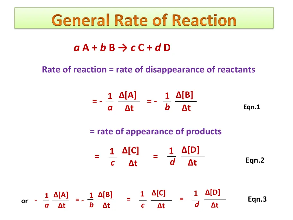 general rate of reaction