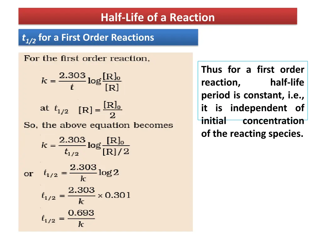 half life of a reaction 1