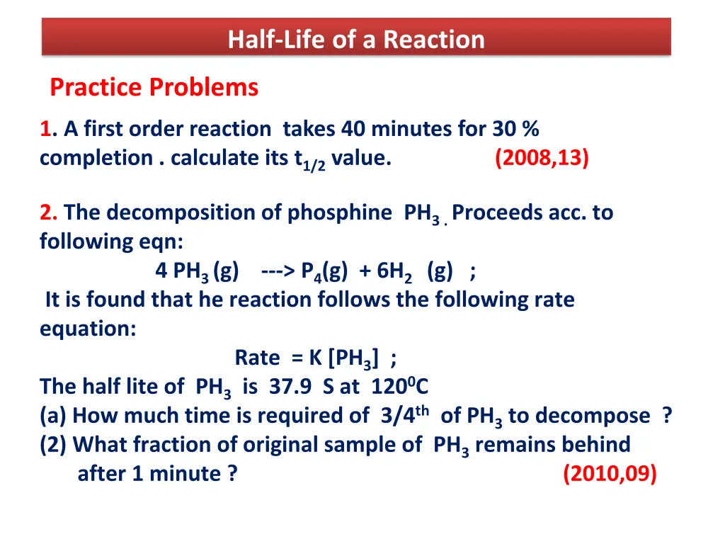 half life of a reaction 2