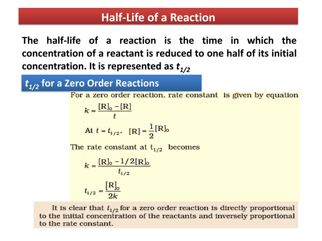 half life of a reaction