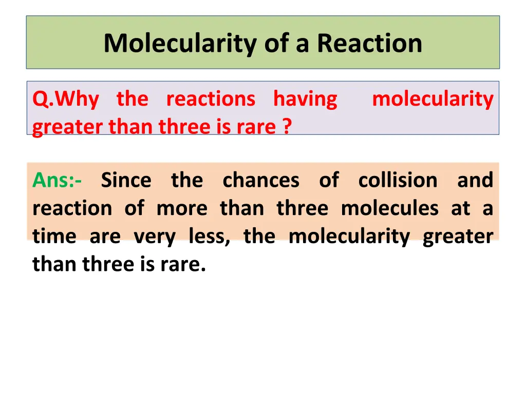 molecularity of a reaction 1