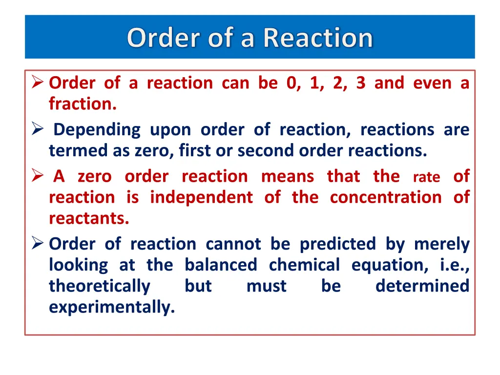 order of a reaction 2