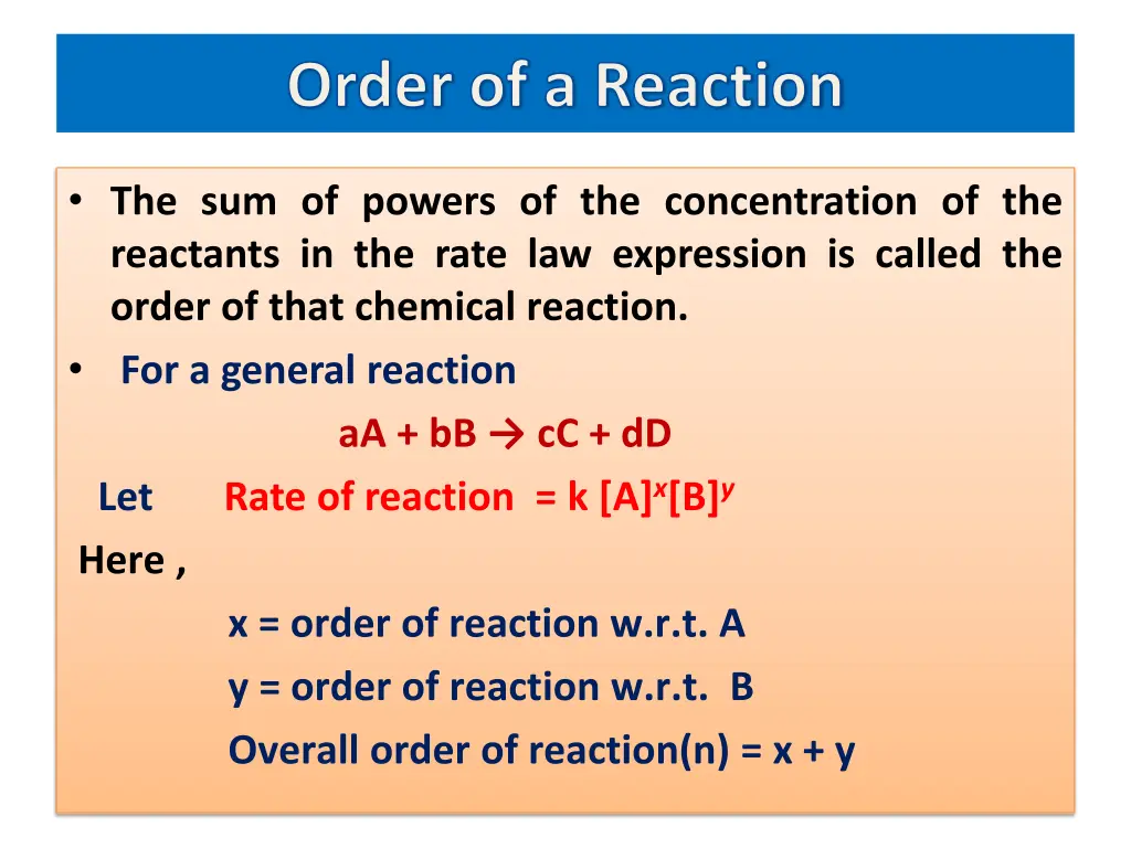 order of a reaction