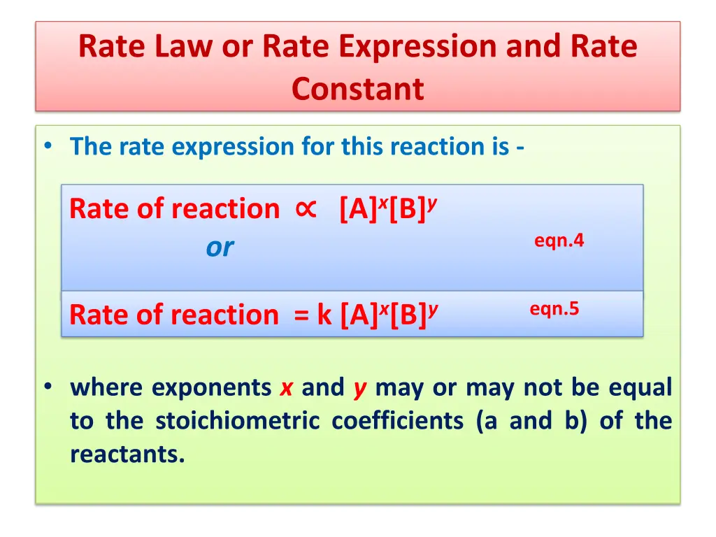 rate law or rate expression and rate constant 1