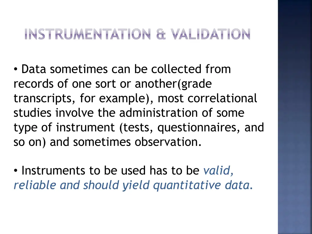 instrumentation validation