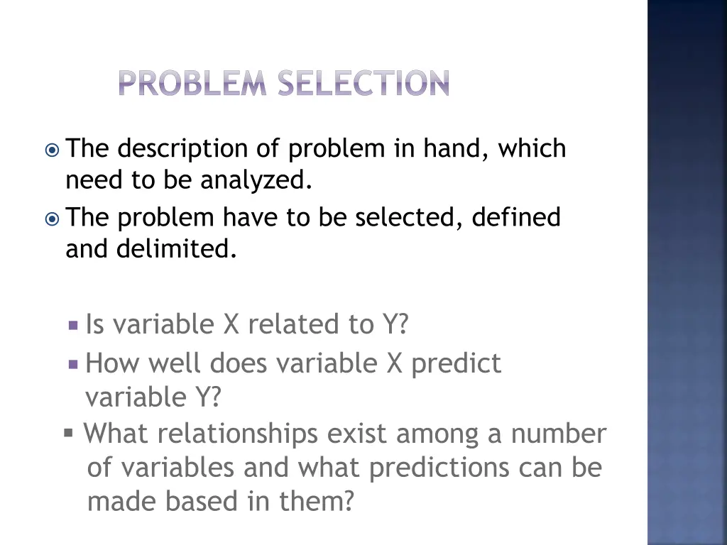 problem selection