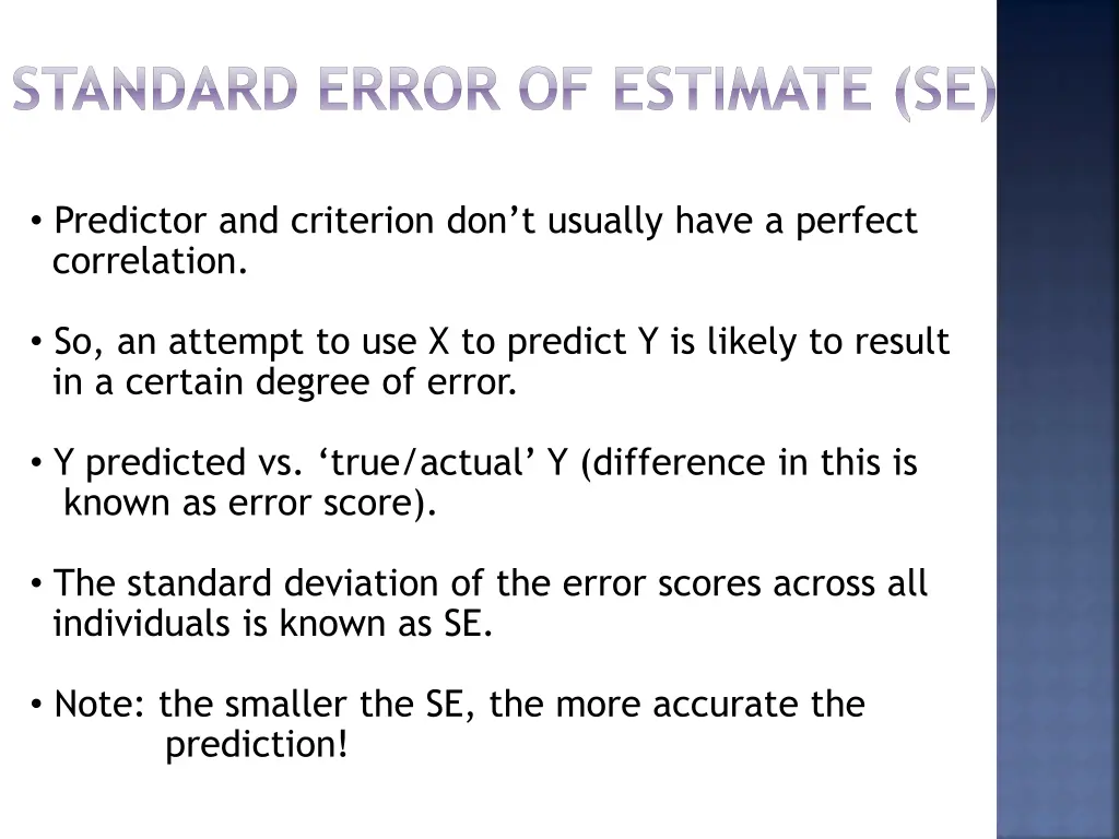 standard error of estimate se