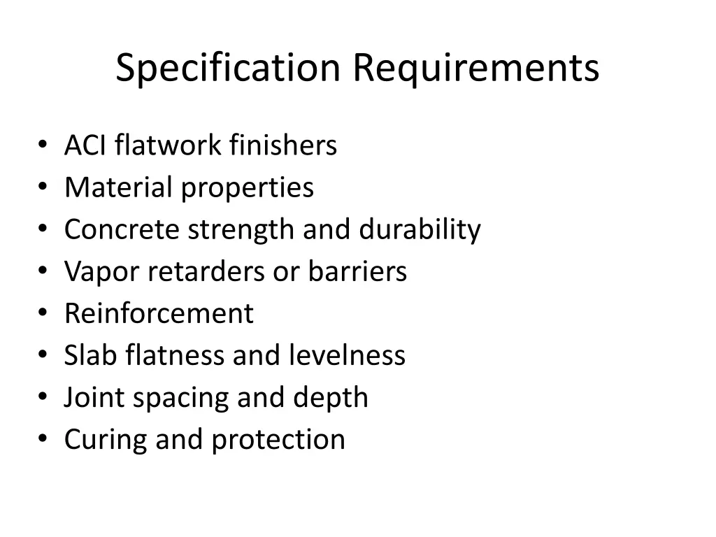 specification requirements