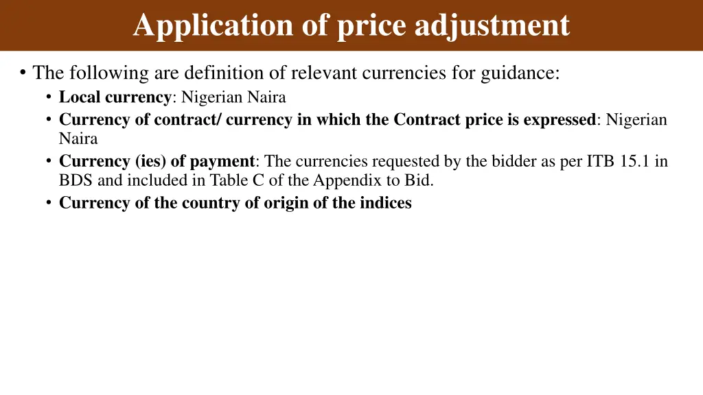 application of price adjustment 1