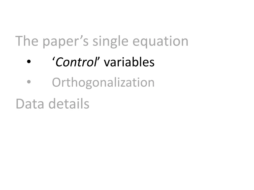 the paper s single equation control variables 1