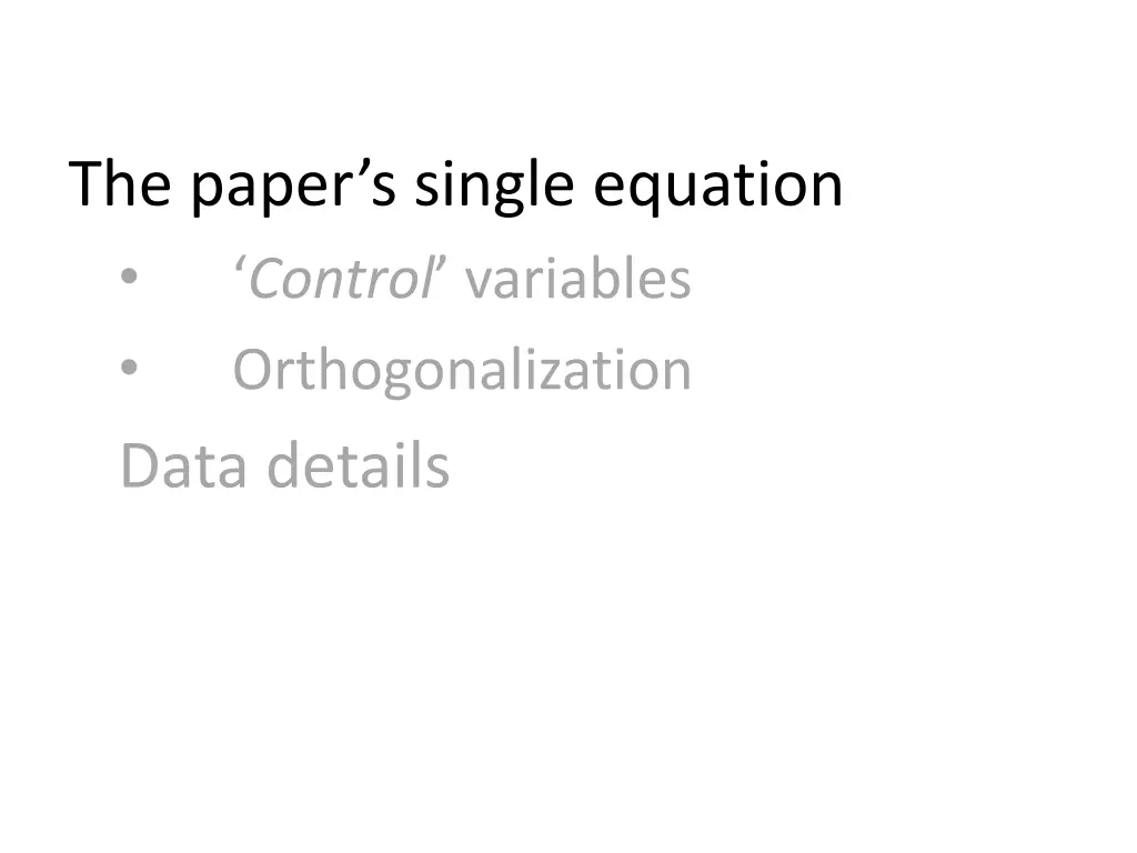 the paper s single equation control variables