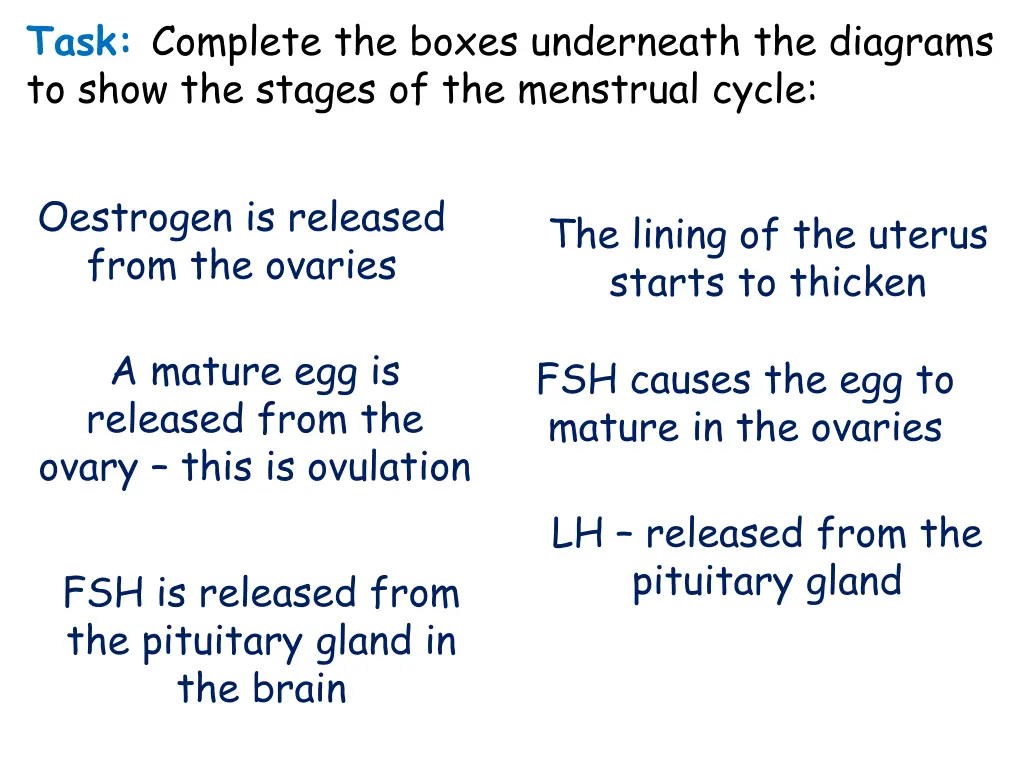 task complete the boxes underneath the diagrams