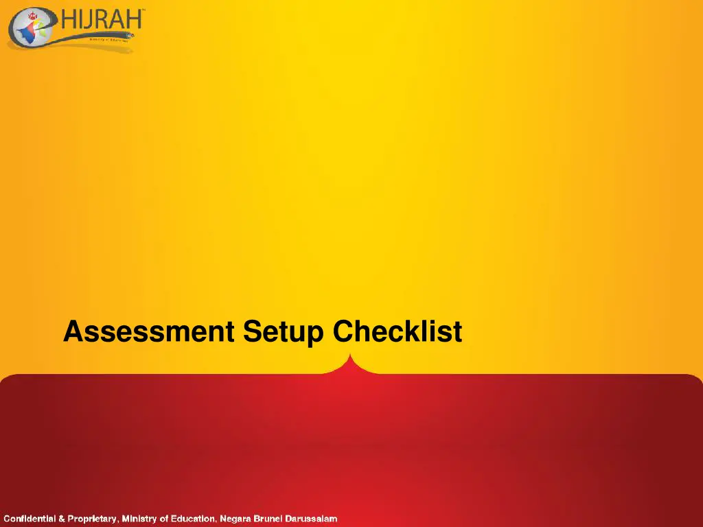 assessment setup checklist