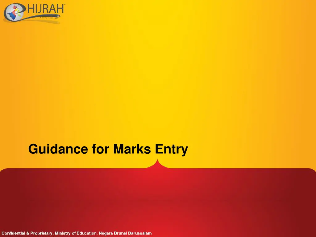 guidance for marks entry